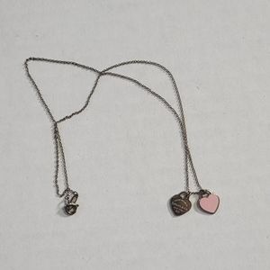 Return To Tiffany® Pink Double Heart Tag Pendant In Silver In Metallic